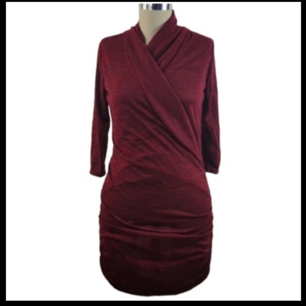 BURGANDY J MODE USA Ruched Top Size Small Surplice Tunic